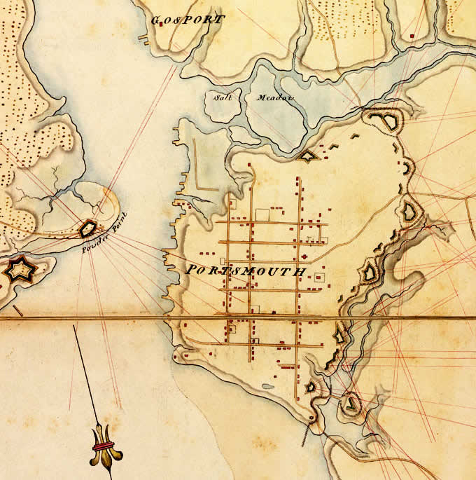 Map of the Bristish Defenses of Portsmouth 1781